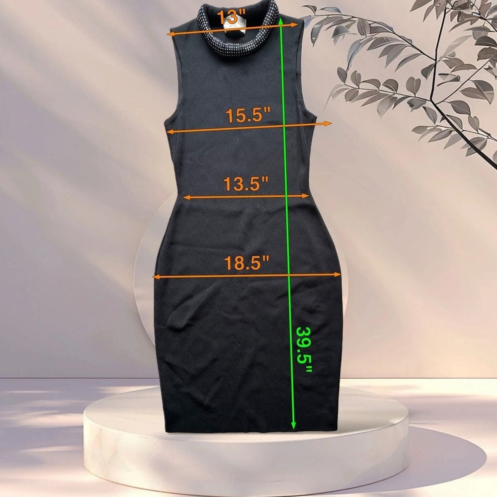 Christopher Kane Black Embellished collar trim swarovski crystal Bodycon Dress M - Picture 2 of 7